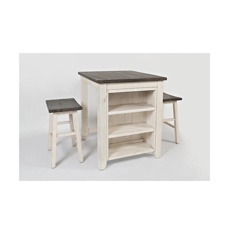 Jofran Rustic Reclaimed Solid Wood Farmhouse 3 Piece Counter Height Dining Set