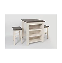 Jofran Rustic Reclaimed Solid Wood Farmhouse 3 Piece Counter Height Dining Set