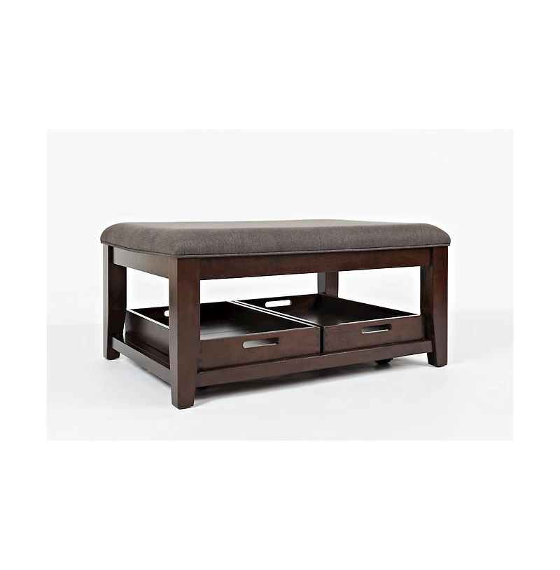 Jofran Twin Cities Contemporary Brown 38" Upholstered Ottoman Coffee Table