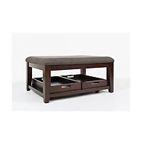 Jofran Twin Cities Contemporary Brown 38" Upholstered Ottoman Coffee Table