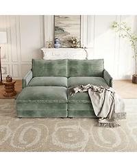Streamdale Furniture Corduroy 2-Seater Sofa with Footrests & Cushions