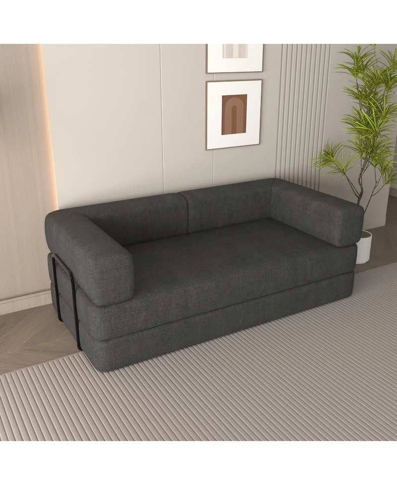 Streamdale Furniture Streamdale Corduroy Convertible Sleeper Sofa Bed with Pillow (Grey