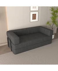 Streamdale Furniture Streamdale Corduroy Convertible Sleeper Sofa Bed with Pillow (Grey