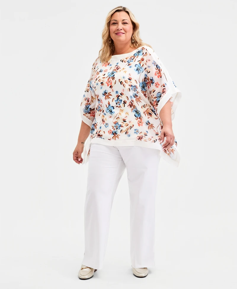 Jm Collection Plus Printed Poncho, Macy's Exclusive