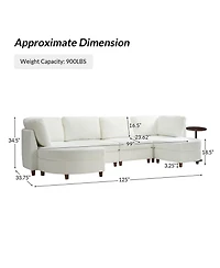 Hulala Home Dayman 6-Piece Modern Storage Convertible Sectional Sofa with End Table