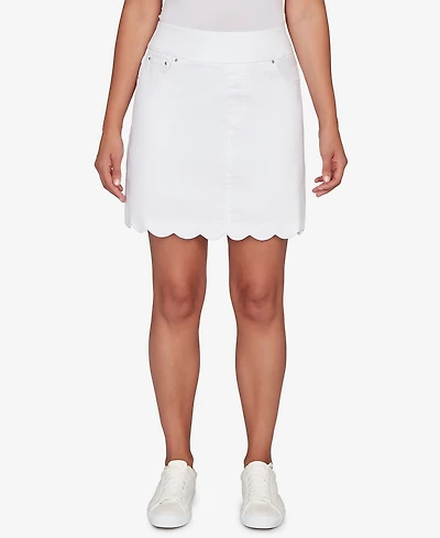 Ruby Rd. Petite Scallop Hem Stretch Denim Skirt