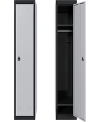 gaomon 71" Metal Locker Cabinet with Hanging Rod & 2 Shelves, Heavy Duty Steel Storage Lockable for Office, School, Gym