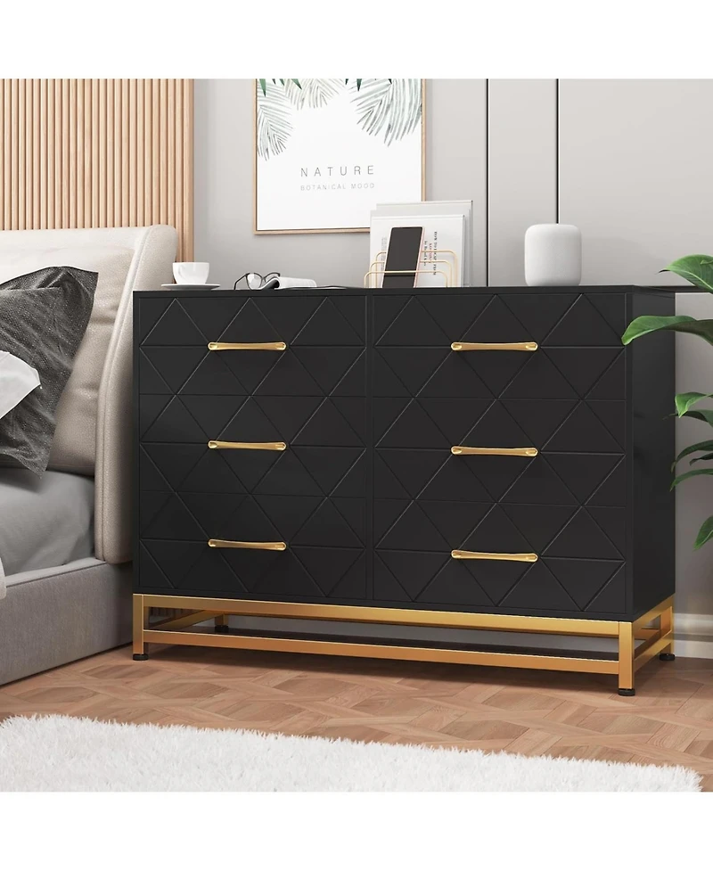 Gaomon 6-Drawer Dresser for Bedroom & Closet Tall Chest with Soft-Close Glides, Anti-Tip Kit | 28.7" H Space Saving Storage Organizer