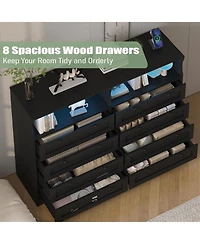 gaomon 8 Drawer Wood Dresser, Wide Chest Storage for Bedroom, Living Room, Hallway, Tv Stand Up to 55"