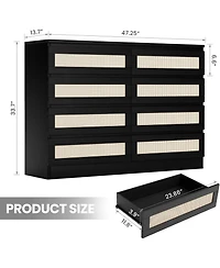 gaomon 8 Drawer Natural Dresser for Bedroom, Modern Farmhouse Chest with Slim Wood Frame, Space-Saving Tv Stand