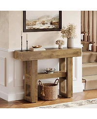 Tribesigns 41.34-Inch Farmhouse Console Table, 2-Tier Narrow Sofa Table Behind The Couch,Light Brown