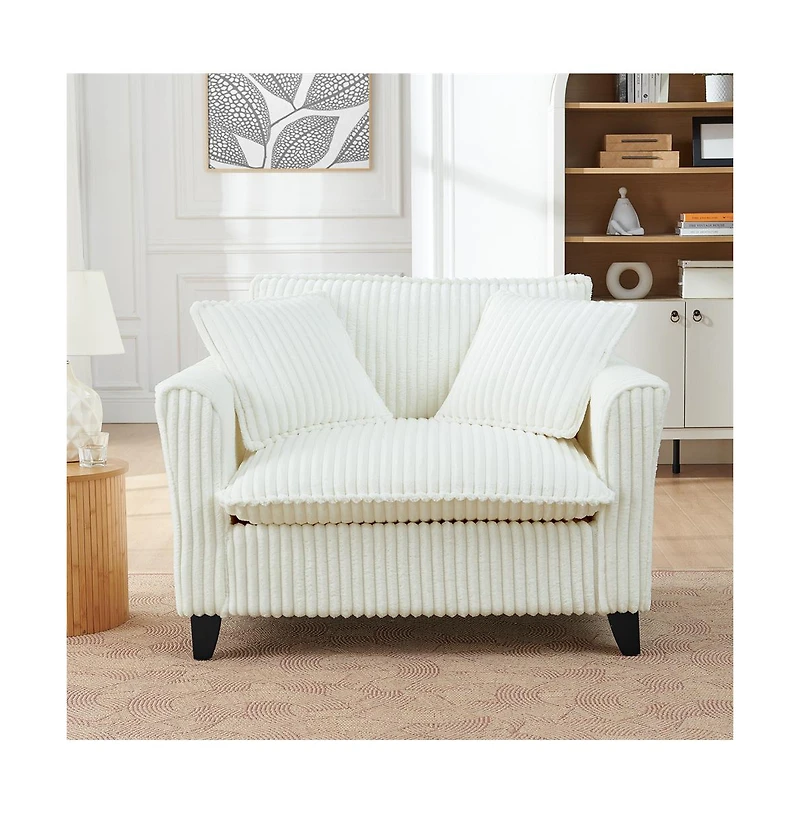 Cesicia Corduroy Lazy Sofa with Backrest & Armrests for Living Room Bedroom