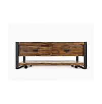 Jofran Loftworks Modern Industrial Distressed Acacia 48" Coffee Table with Drawers