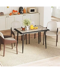 Costway 44" Rectangular Kitchen Table with Metal Frame Faux Marble Tabletop Dining Table