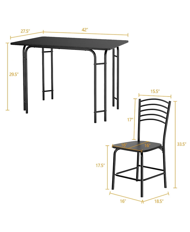 Costway 5 Pcs Modern Dining Table Set 4 Chairs Steel Frame Home Kitchen Furniture