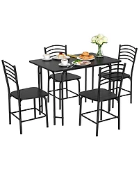 Costway 5 Pcs Modern Dining Table Set 4 Chairs Steel Frame Home Kitchen Furniture