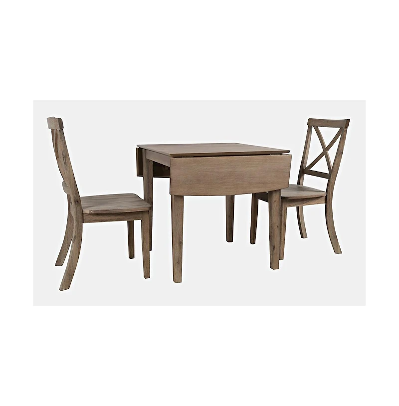 Jofran Eastern Tides Coastal Wire-Brushed Wood Three Piece Cross-Back Dining Set