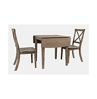 Jofran Eastern Tides Coastal Wire-Brushed Wood Three Piece Cross-Back Dining Set