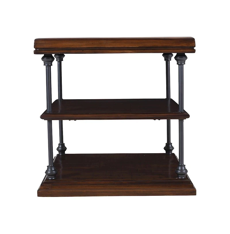 Jofran Larson Modern Industrial Square Solid Wood End Table with Storage Shelves