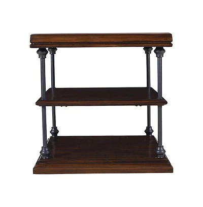 Jofran Larson Modern Industrial Square Solid Wood End Table with Storage Shelves