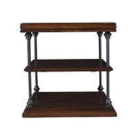 Jofran Larson Modern Industrial Square Solid Wood End Table with Storage Shelves