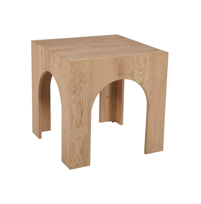 Jofran Archimedes 20" Arched Wood Square Modern Rustic End Table