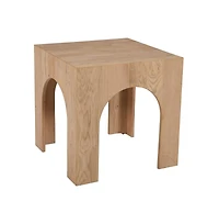 Jofran Archimedes 20" Arched Wood Square Modern Rustic End Table
