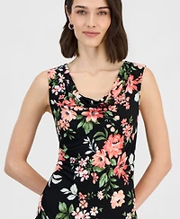 Robbie Bee Women's Draped Cowlneck Sleeveless Midi Dress