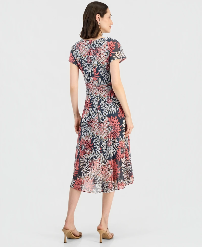 Robbie Bee Women's Short-Sleeve Tie-Front Midi Dress