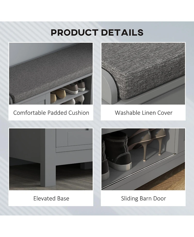 Slickblue Compact Shoe Bench with Hidden Storage