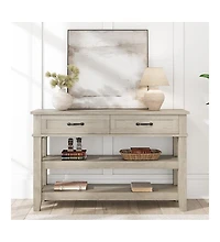 gaomon Entryway Table, Console Table with 2 Storage Drawers, 3-Tier Farmhouse Wooden Sofa Table, Hallway Tables for Entryway Living Room, Grey