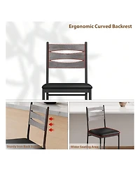 gaomon Bar Stools Set Of 2, Wooden Barstools, Faux Leather Upholstered Bar Chair With Back & Footrest & Thick Cushion