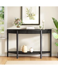 Lovmor Mirod 55'' Elegant Half-Moon Entryway Table with Wood Veneer and Open Shelf – A Refined Accent Piece for Hallways or Foyers