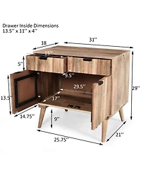 Lovmor Natural Mango Wood Furniture with Smart Storage Drawers Dual Cabinets and Safety Restraint System