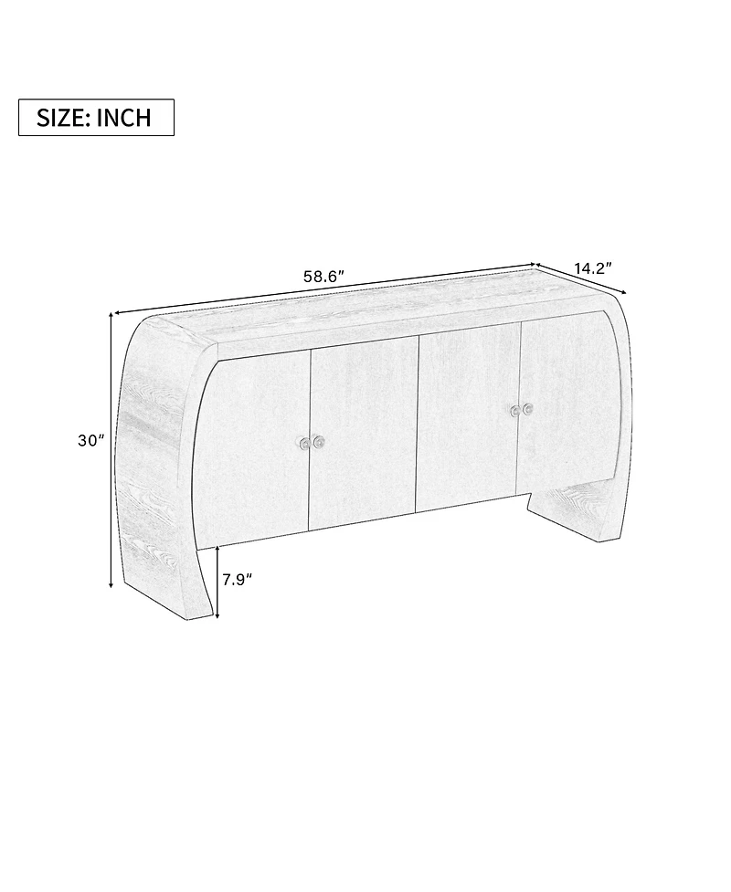 Lovmor Elegant Ash Veneer Storage Cabinet with Antique Brass Handles