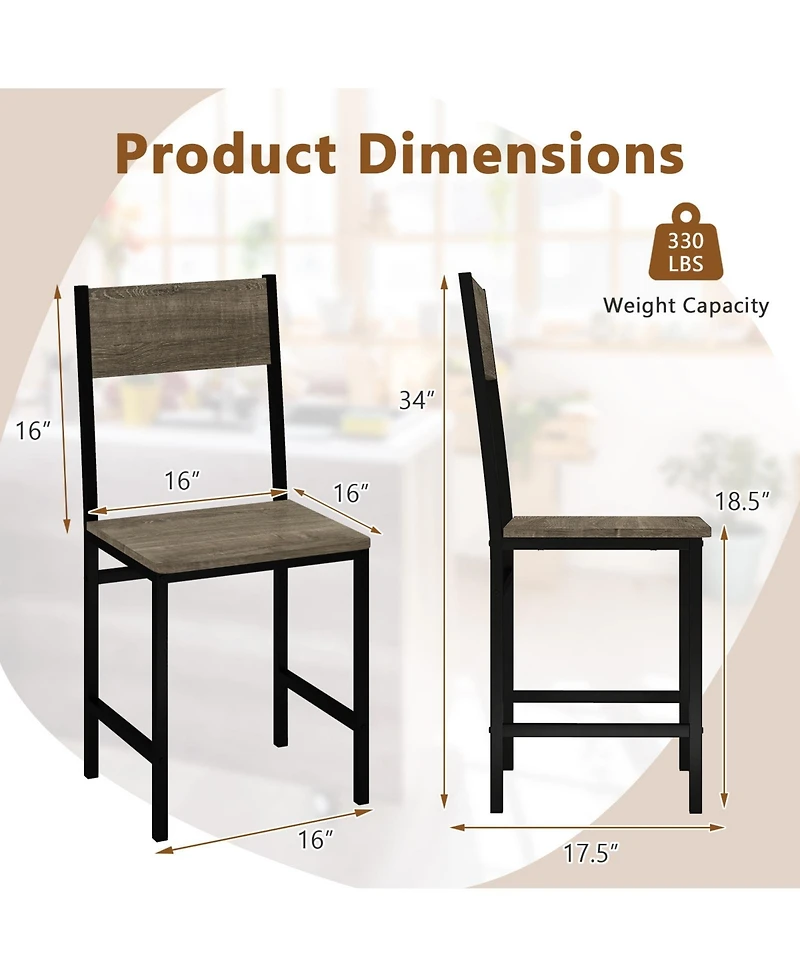 Gymax Set of 4 Dining Chairs w/Metal Legs Slanted Back Wide Seat for Living Room