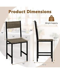 Gymax Set of 4 Dining Chairs w/Metal Legs Slanted Back Wide Seat for Living Room