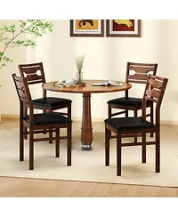 Gymax Dining Chair Set of 4 w/ Rubber Wood Frame Padded Seat Curved Backrest