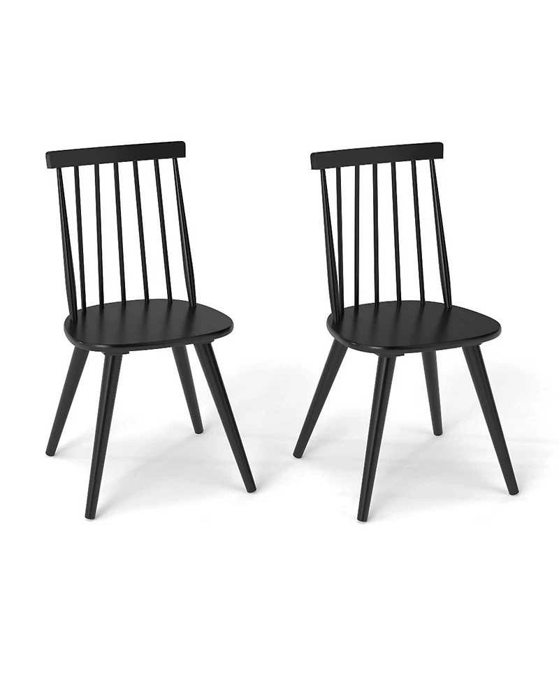 Gymax Windsor Dining Chairs Set of w/Rubber Wood Frame High Spindle Back for Home