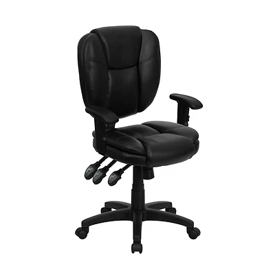 Emma+Oliver Mid-Back Multifunction Pillow Top Swivel Ergonomic Task Office Chair with Arms