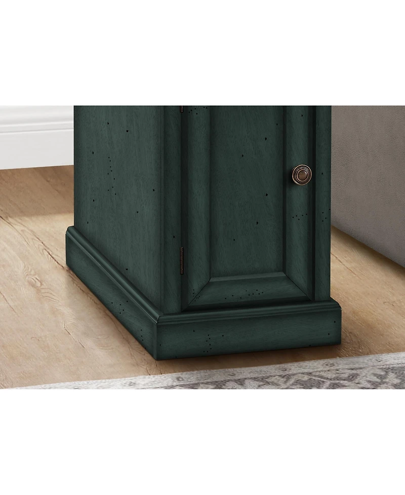 Lovmor Accent Table, End, Side Table, Nightstand, Narrow, Bedroom, Lamp, Storage Drawer, Antique Blue Veneer, Traditional