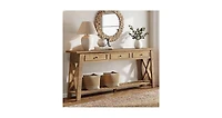 Tribesigns Console Table with 3 Storage Drawers, 70.87 Inches Extra Long Sofa Table Behind Couch with Bottom Shelf