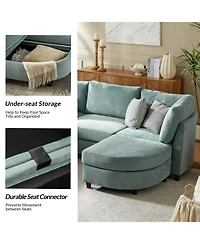 Hulala Home Dayman 6-Piece Modern Storage Convertible Sectional Sofa with End Table