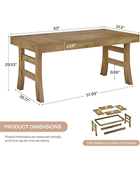 Tribesigns 63-Inch Dining Table for 4-6 People, Farmhouse Rectangular Large Kitchen Dinner Eating Table, Light Brown