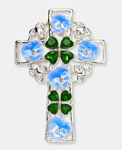 Anne Klein Crystal & Stone Floral Cross Pin