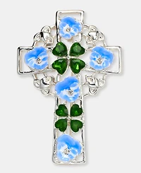 Anne Klein Crystal & Stone Floral Cross Pin
