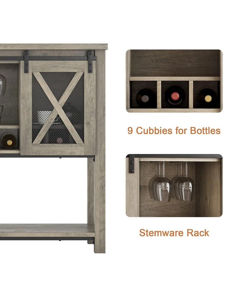 gaomon Buffet Cabinet 46.5" Large Buffet Sideboard Cabinet with Sliding Barn Doors