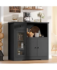 gaomon Storage Cabinet with Adjustable Shelves & Microwave Stand, Buffet Sideboard with Drawer
