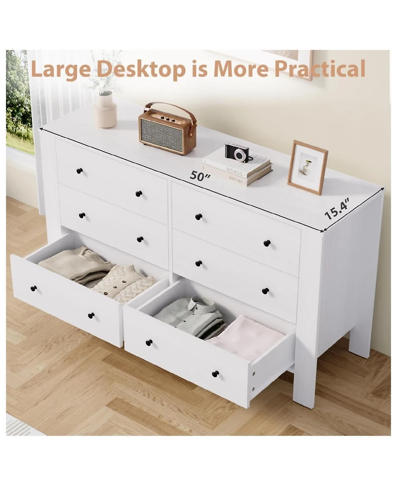 Gaomon 6-Drawer Wood Modern Wide Storage Dresser