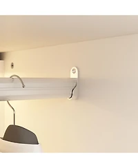 Homsee 47 Inch W Glass Doors Armoires Metal Frame Wardwore with Led Lights, Hanging Rod (74.8 in. H x 19.2 in. D